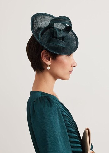 Phase Eight Teal Grossgrain Twist Oval Fascinator Hats Turquoise Canada | ANLTDK-948